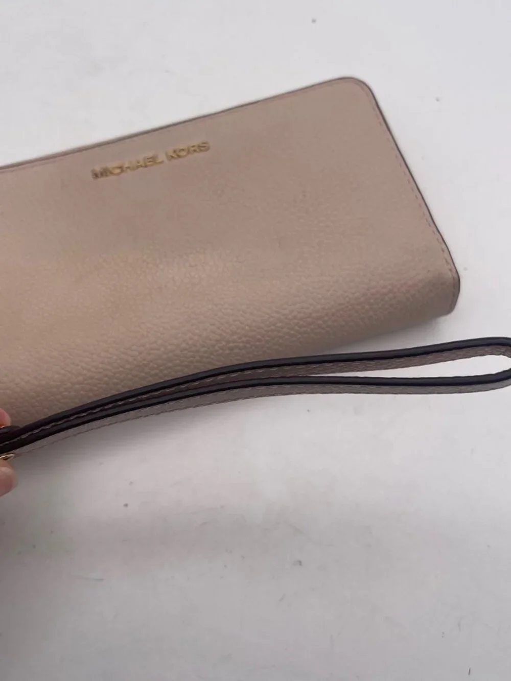 Michael Kors Jet Set Leather Phone Case Wristlet Wallet Blossom Pink T20
